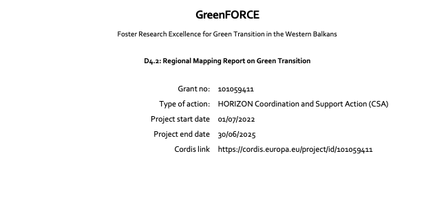 The Regional mapping report on green transition in the WB